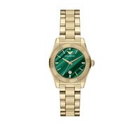 Quarzuhr EMPORIO ARMANI, gold (gelbgoldfarben, grün), Armbanduhren, Damen, Quarzuhr, Armbanduhr, Damenuhr, Edelstahlarmband, analog, Tag, Malachit (48235315-0) gelbgoldfarben, grün