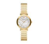 Quarzuhr EMPORIO ARMANI, gold (gelbgoldfarben, perlmuttfarben), Armbanduhren, Damen, Quarzuhr, Armbanduhr, Edelstahlarmband, analog, Glassteine (55853866-0) gelbgoldfarben, perlmuttfarben