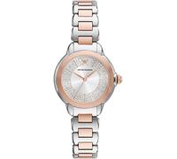 Quarzuhr EMPORIO ARMANI, gold (silberfarben, roségoldfarben), Armbanduhren, Damen, Quarzuhr, Armbanduhr, Damenuhr, Edelstahlarmband, analog, Glassteine (10211634-0) silberfarben, roségoldfarben