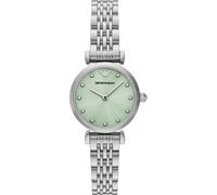 Quarzuhr EMPORIO ARMANI, grün (edelstahlfarben, hellgrün), Armbanduhren, Damen, Quarzuhr, Armbanduhr, Damenuhr, Edelstahlarmband, analog, Glassteine (97915431-0) edelstahlfarben, hellgrün