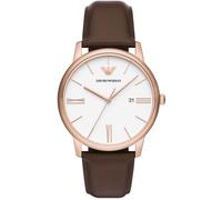 Quarzuhr EMPORIO ARMANI, rosa (braun, weiß), Armbanduhren, Damen, Quarzuhr, Armbanduhr, Herrenuhr, Datum, analog, Lederarmband (45629352-0) braun, weiß