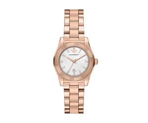 Quarzuhr EMPORIO ARMANI, rosa (roségoldfarben, perlmuttfarben), Armbanduhren, Damen, Quarzuhr, Armbanduhr, Damenuhr, Edelstahlarmband, analog, Tag (16620545-0) roségoldfarben, perlmuttfarben