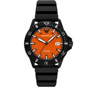 Quarzuhr EMPORIO ARMANI, schwarz, Armbanduhren, Damen, Armbanduhr, Damenuhr, Herrenuhr, Silikonarmband, analog, Tag (36425331-0) schwarz