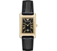 Quarzuhr EMPORIO ARMANI, schwarz, Armbanduhren, Damen, Quarzuhr, Armbanduhr, Damenuhr, Herrenuhr, Lederarmband, analog, Tag (63398722-0) schwarz