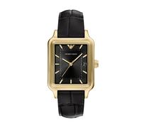 Quarzuhr EMPORIO ARMANI, schwarz, Armbanduhren, Herren, Quarzuhr, Armbanduhr, Damenuhr, Herrenuhr, Lederarmband, analog, Tag (97515208-0) schwarz
