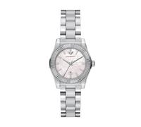 Quarzuhr EMPORIO ARMANI, silber (edelstahlfarben, rosa perlmuttfarben), Armbanduhren, Damen, Quarzuhr, Armbanduhr, Edelstahlarmband, analog, Tag (52297643-0) edelstahlfarben, rosa perlmuttfarben