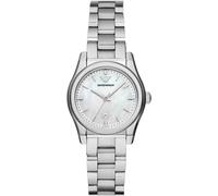 Quarzuhr EMPORIO ARMANI, silber (silberfarben), Armbanduhren, Damen, Armbanduhr, Damenuhr, analog, Edelstahlarmband (85042439-0) silberfarben