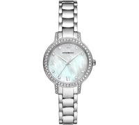 Quarzuhr EMPORIO ARMANI, silber (silberfarben, perlmuttfarben), Armbanduhren, Damen, Armbanduhr, Damenuhr, analog, Edelstahlarmband (18850146-0) silberfarben, perlmuttfarben