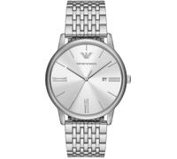 Quarzuhr EMPORIO ARMANI, silber (silberfarben, silberfarben), Armbanduhren, Herren, Quarzuhr, Armbanduhr, Herrenuhr, Datum, analog, Edelstahlarmband (45639808-0) silberfarben, silberfarben