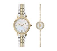 Quarzuhr EMPORIO ARMANI, silberfarben, gelbgoldfarben, Armbanduhren, Damen, Quarzuhr, Armbanduhr, Damenuhr, Edelstahlarmband, Ideal auch als Geschenk (61099119-0) silberfarben, gelbgoldfarben