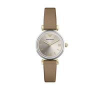 Quarzuhr EMPORIO ARMANI, taupe, silberfarben, Armbanduhren, Damen, Quarzuhr, Armbanduhr, Damenuhr, Lederarmband, analog (76511809-0) taupe, silberfarben