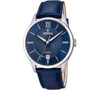 Quarzuhr FESTINA, blau, Armbanduhren, Herren, Quarzuhr, Armbanduhr, Herrenuhr, Datum, Lederarmband (49847747-0) blau