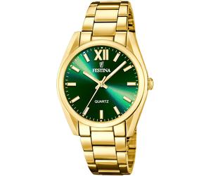 Quarzuhr FESTINA "Boyfriend Collection", gold (goldfarben, grün), Armbanduhren, Damen, Quarzuhr, Armbanduhr, Damenuhr, Edelstahlarmband (43577222-0)