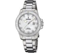 Quarzuhr FESTINA "Boyfriend Collection", silber (silberfarben, perlmuttfarben), Armbanduhren, Damen, Quarzuhr, Armbanduhr, Damenuhr, Edelstahlarmband, bis 10 bar wasserdicht, Datum (51728017-0) silber