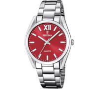 Quarzuhr FESTINA "Boyfriend Collection", silber (silberfarben, rot), Armbanduhren, Damen, Quarzuhr, Armbanduhr, Damenuhr, Edelstahlarmband (10409433-0)