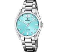 Quarzuhr FESTINA "Boyfriend Collection", silber (silberfarben, türkis), Armbanduhren, Damen, Quarzuhr, Armbanduhr, Damenuhr, Edelstahlarmband (13929621-0) silberfarben, türkis