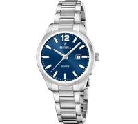 Quarzuhr FESTINA "Classic Steel", blau (silberfarben, blau), Armbanduhren, Damen, Quarzuhr, Armbanduhr, Damenuhr, Edelstahlarmband, analog, Tag (47182739-0) silberfarben, blau