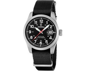 Quarzuhr FESTINA "Field Watches", schwarz (schwarz, silberfarben), Armbanduhren, Herren, Quarzuhr, Armbanduhr, Damenuhr, Herrenuhr, Swiss Made, analog, Tag (13431968-0) schwarz, silberfarben