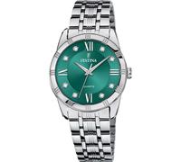 Quarzuhr FESTINA "Mademoiselle", silber (silberfarben, grün), Armbanduhren, Damen, Quarzuhr, Armbanduhr, Damenuhr, Edelstahlarmband, Ø 32 mm (27966839-0)