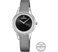 Quarzuhr FESTINA "Mademoiselle", silber (silberfarben, schwarz), Armbanduhren, Damen, Quarzuhr, Armbanduhr, Damenuhr, Edelstahlarmband, Ø 30 mm (23311411-0)