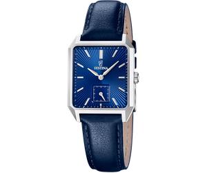 Quarzuhr FESTINA "On the Square", blau (blau, blau), Armbanduhren, Herren, Quarzuhr, Armbanduhr, Damenuhr, Herrenuhr, Lederarmband, analog (44854923-0) blau, blau
