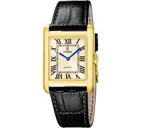 Quarzuhr FESTINA "On the Square", schwarz, champagnerfarben, goldfarben, Armbanduhren, Herren, Quarzuhr, Armbanduhr, Damenuhr, Herrenuhr, Lederarmband, analog (61630455-0) schwarz, champagnerfarben, g