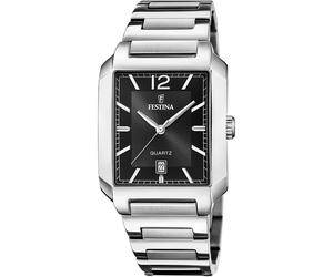 Quarzuhr FESTINA "On The Square", silber (silberfarben, schwarz), Armbanduhren, Damen, Quarzuhr, Armbanduhr, Herrenuhr, Damenuhr, Edelstahlarmband, Datum (29992719-0) silberfarben, schwarz