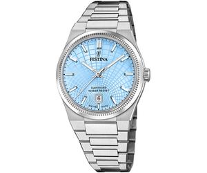 Quarzuhr FESTINA "Rivé Collection", silber (silberfarben, hellblau), Armbanduhren, Damen, Quarzuhr, Armbanduhr, Damenuhr, Herrenuhr, Swiss Made, Edelstahlarmband, analog (70209043-0) silberfarben, hel