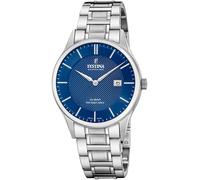 Quarzuhr FESTINA, silber (silberfarben, blau), Armbanduhren, Quarzuhr, Armbanduhr, Damenuhr, Herrenuhr, Swiss Made, Edelstahlarmband, Datum (74183134-0)