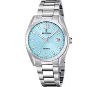 Quarzuhr FESTINA, silber (silberfarben, hellblau), Armbanduhren, Damen, Quarzuhr, Armbanduhr, Damenuhr, Herrenuhr, Edelstahlarmband, analog, Tag (37712151-0) silberfarben, hellblau