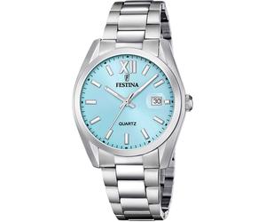 Quarzuhr FESTINA, silber (silberfarben, hellblau), Armbanduhren, Damen, Quarzuhr, Armbanduhr, Damenuhr, Herrenuhr, Edelstahlarmband, analog, Tag (37712151-0) silberfarben, hellblau