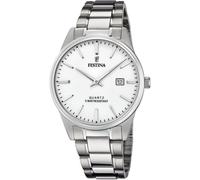 Quarzuhr FESTINA, silber (silberfarben, weiß), Armbanduhren, Damen, Quarzuhr, Armbanduhr, Herrenuhr, Damenuhr, Edelstahlarmband, Datum (34191127-0) silberfarben, weiß