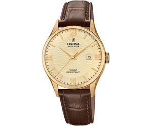 Quarzuhr FESTINA "Swiss Made Collection", braun (dunkelbraun), Armbanduhren, Damen, Quarzuhr, Armbanduhr, Damenuhr, Herrenuhr, Swiss Made, Lederarmband, Datum (18809230-0) dunkelbraun