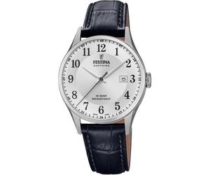 Quarzuhr FESTINA "Swiss Made Collection", schwarz, Armbanduhren, Damen, Quarzuhr, Armbanduhr, Herrenuhr, Damenuhr, Datum, Lederarmband, Saphirglas (25353319-0) schwarz