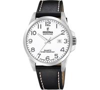 Quarzuhr FESTINA "Swiss Made", schwarz (schwarz, weiß), Armbanduhren, Herren, Quarzuhr, Armbanduhr, Herrenuhr, Damenuhr, Swiss Made, Lederarmband, Datum (33806828-0) schwarz, weiß