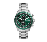 Quarzuhr FOSSIL "AUTOCROSS", edelstahlfarben, grün, Armbanduhren, Herren, Quarzuhr, Armbanduhr, Herrenuhr, Edelstahlarmband, analog, Tag, Wochentag (59334930-0) edelstahlfarben, grün