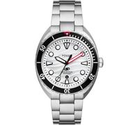 Quarzuhr FOSSIL "BREAKER", silber (silberfarben, weiß), Armbanduhren, Damen, Quarzuhr, Armbanduhr, Herrenuhr, Damenuhr, Datum, Edelstahlarmband (37126662-0) silberfarben, weiß