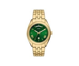 Quarzuhr FOSSIL "CAMPBELL", gold (gelbgoldfarben, grün), Armbanduhren, Herren, Quarzuhr, Armbanduhr, Herrenuhr, Edelstahlarmband, analog, Tag, Wochentag (41264642-0) gelbgoldfarben, grün