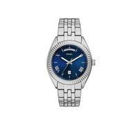 Quarzuhr FOSSIL "CAMPBELL", silber (edelstahlfarben, blau), Armbanduhren, Herren, Quarzuhr, Armbanduhr, Herrenuhr, Edelstahlarmband, analog, Tag, Wochentag (28327050-0) edelstahlfarben, blau