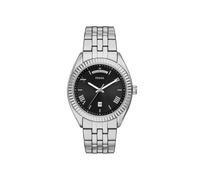 Quarzuhr FOSSIL "CAMPBELL", silber (edelstahlfarben, schwarz), Armbanduhren, Herren, Quarzuhr, Armbanduhr, Herrenuhr, Edelstahlarmband, analog, Tag, Wochentag (13429009-0) edelstahlfarben, schwarz