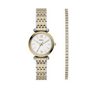 Quarzuhr FOSSIL "Carlie", gold (gelbgoldfarben, silberfarben), Armbanduhren, Damen, Quarzuhr, Armbanduhr, Damenuhr, Edelstahlarmband, Ideal auch als Geschenk (90785647-0) gelbgoldfarben, silberfarben
