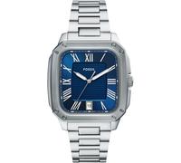 Quarzuhr FOSSIL "Crosby", blau (edelstahlfarben, blau), Armbanduhren, Damen, Quarzuhr, Armbanduhr, Herrenuhr, Edelstahlarmband, analog, Tag (94420336-0) edelstahlfarben, blau