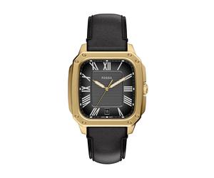 Quarzuhr FOSSIL "Crosby", schwarz, goldfarben, Armbanduhren, Herren, Quarzuhr, Armbanduhr, Herrenuhr, Lederarmband, analog, Tag (48383767-0) schwarz, goldfarben