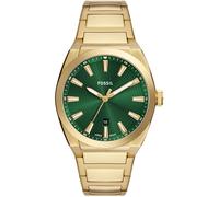 Quarzuhr FOSSIL "EVERETT", gold (goldfarben, grün), Armbanduhren, Damen, Quarzuhr, Armbanduhr, Herrenuhr, Edelstahlarmband, analog, Tag (23869741-0) goldfarben, grün