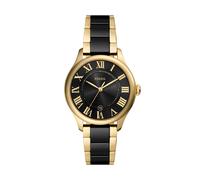 Quarzuhr FOSSIL "GILMORE", gold (gelbgoldfarben, schwarz), Armbanduhren, Damen, Quarzuhr, Armbanduhr, Damenuhr, analog, Tag (35507542-0) gelbgoldfarben, schwarz