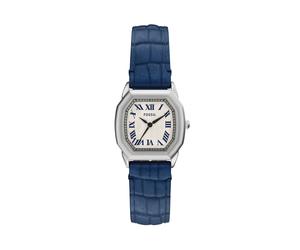 Quarzuhr FOSSIL "HARLOW", silber (dunkelblau, silberfarben), Armbanduhren, Damen, Quarzuhr, Armbanduhr, Damenuhr, Lederarmband, analog (42272439-0) dunkelblau, silberfarben
