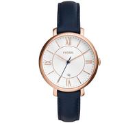 Quarzuhr FOSSIL "JACQUELINE", blau (dunkelblau, weiß), Armbanduhren, Damen, Quarzuhr, Armbanduhr, Damenuhr, Datum, analog, Lederarmband (351828-0) dunkelblau, weiß