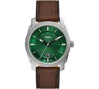 Quarzuhr FOSSIL "MACHINE", braun (braun, grün), Armbanduhren, Herren, Quarzuhr, Armbanduhr, Herrenuhr, Lederarmband, analog, Tag (82211440-0) braun, grün