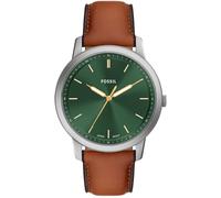 Quarzuhr FOSSIL "MINIMALIST 3H", braun (cognacfarben, grün), Armbanduhren, Herren, Quarzuhr, Armbanduhr, Herrenuhr, Lederarmband, analog (65226112-0) cognacfarben, grün