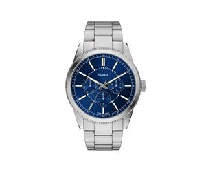 Quarzuhr FOSSIL "PEARSON", blau (edelstahlfarben, dunkelblau), Armbanduhren, Herren, Quarzuhr, Armbanduhr, Herrenuhr, Edelstahlarmband, analog, Tag, Wochentag (67630425-0) edelstahlfarben, dunkelblau